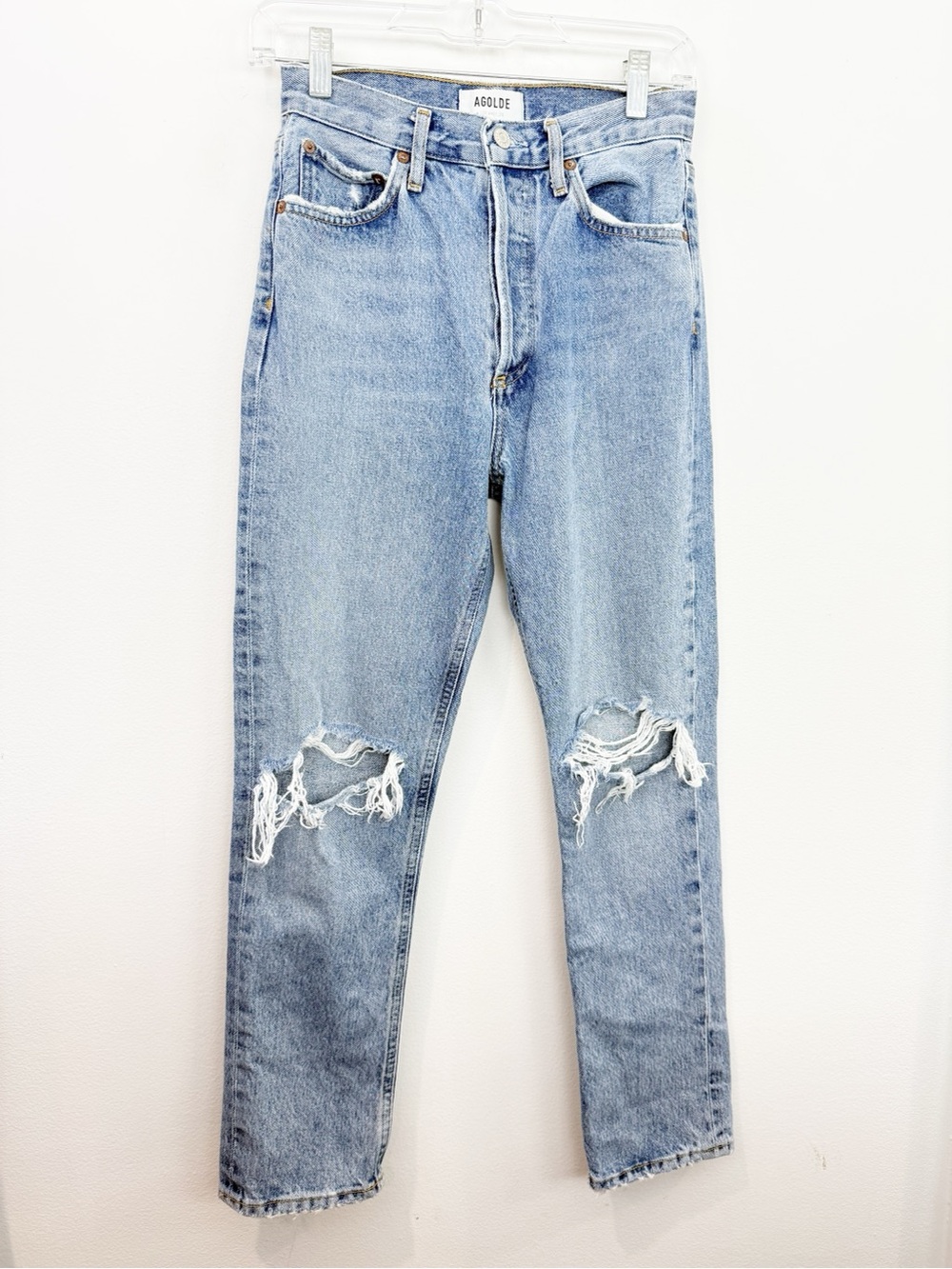 Agolde Riley High Rise Distressed Denim Jean Size 24